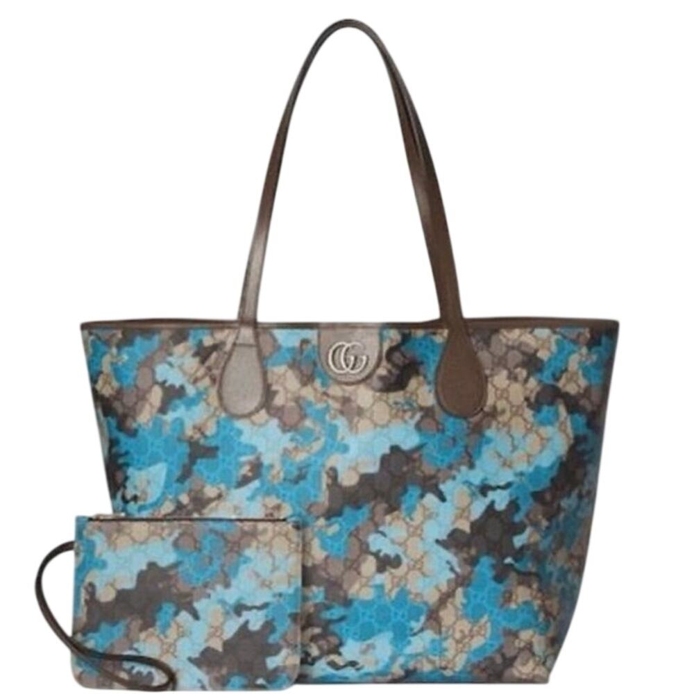 Gucci Large Blue Camouflage Marbled GG Monogram Shopper NWT - Picture 1 of 3